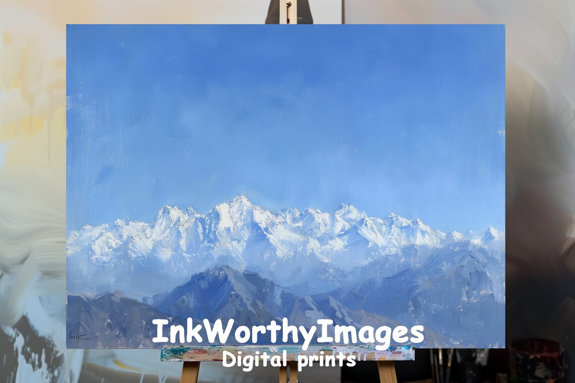 Snow Capped Mountain Peaks, Majestic Highlands Art Print