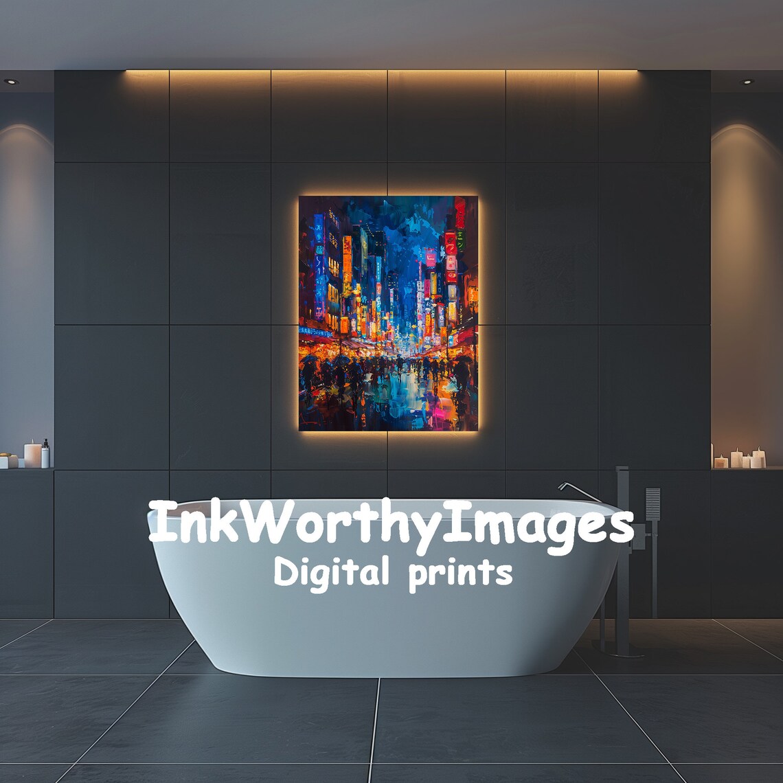 Tokyo Night Street Scene, Neon Cityscape Print - Image 4
