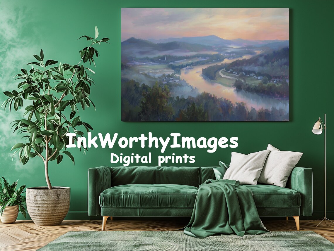 Sunset Over River Valley, Serene Landscape Print - Image 3