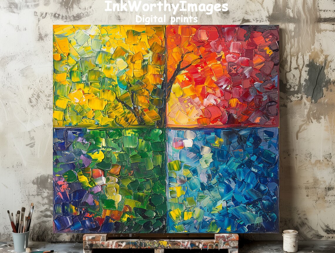 Colorful Seasons Abstract, Modern Artwork Print