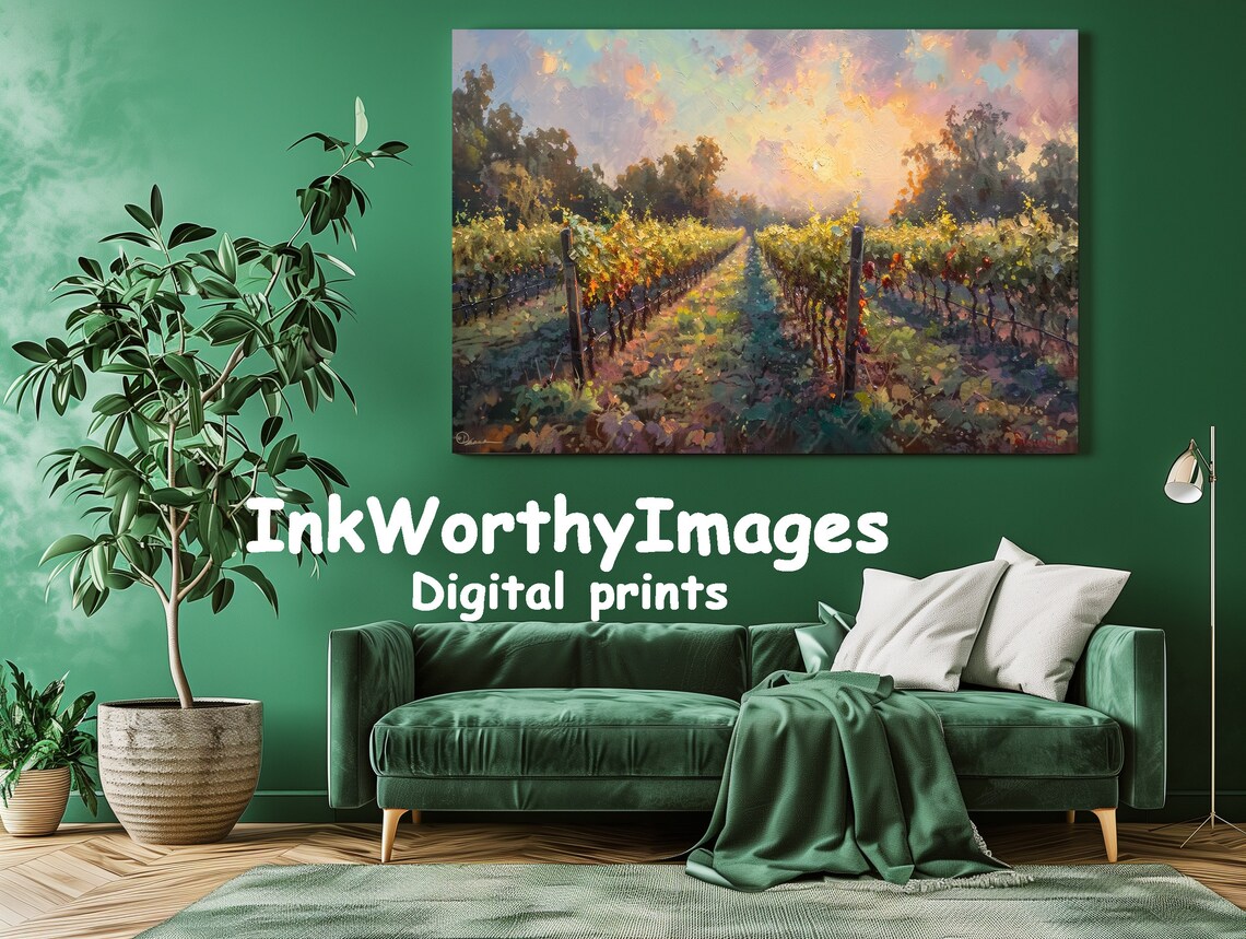 Sunlit Vineyard Path, Italian Landscape Art Print - Image 3