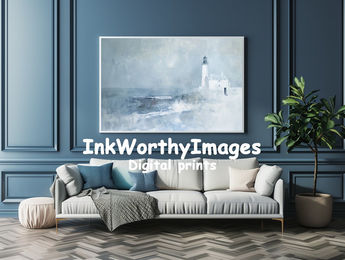 Minimalist Coastal Lighthouse, Serene Seascape - Image 4