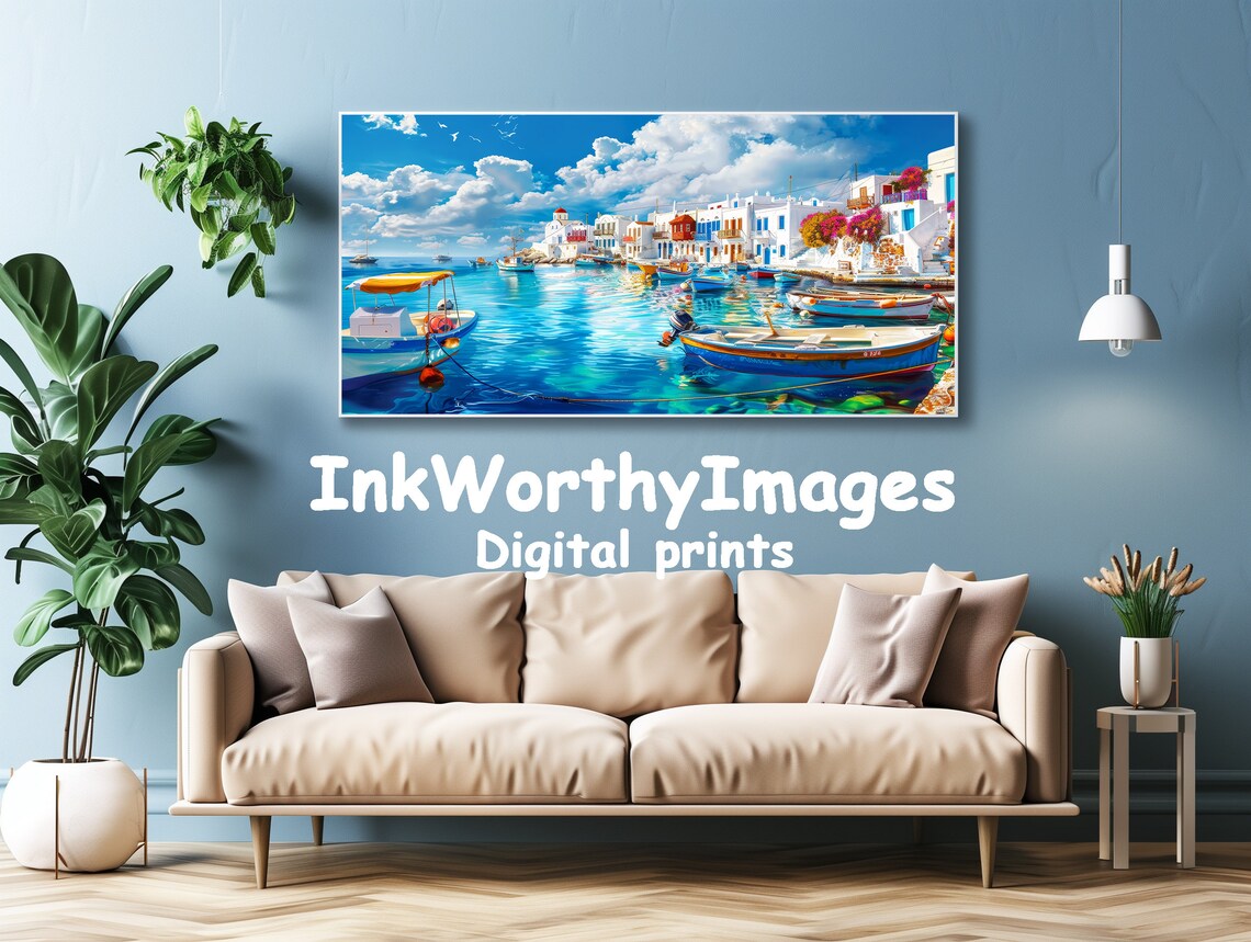Greek Island Harbor, Mediterranean Seaside Scene - Image 4