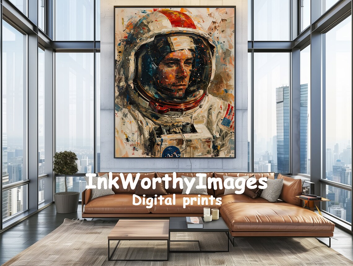 Intrepid Astronaut Portrait, Modern Nasa-Inspired Decor - Image 2