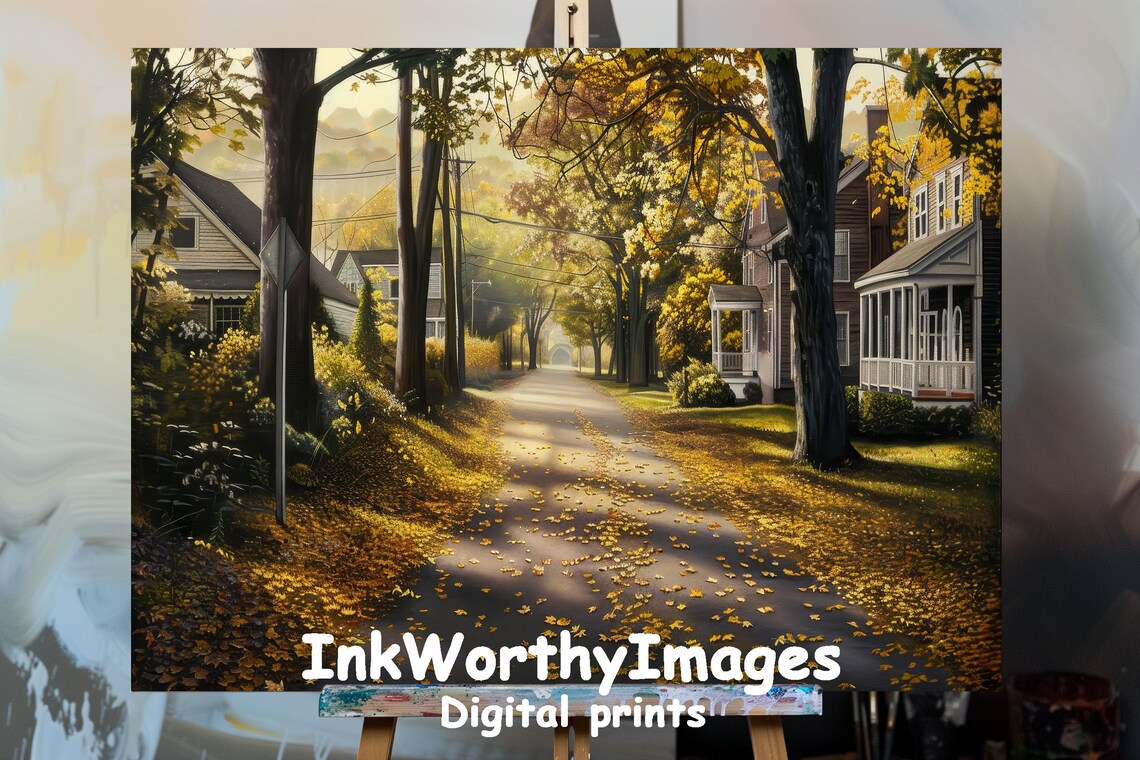 Autumn Suburban Street, Cozy Residential Scene