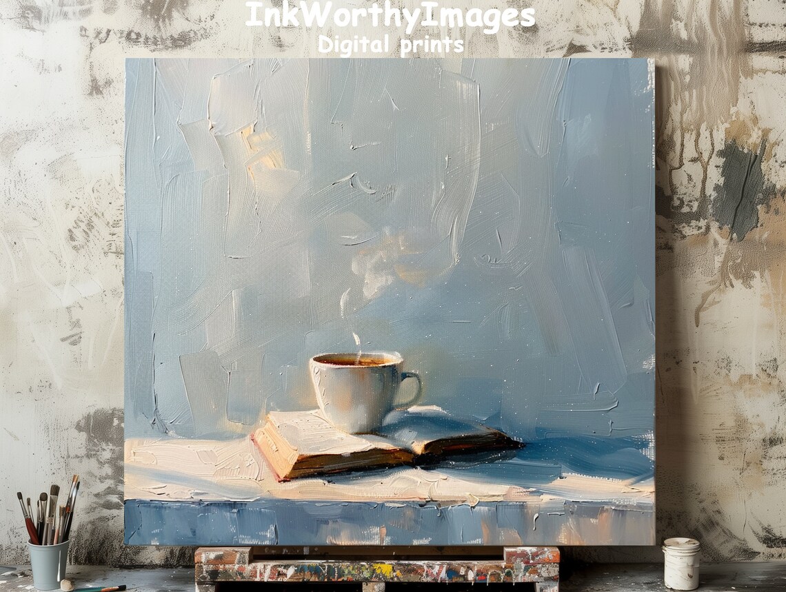 Morning Coffee And Book, Cozy Reading Nook Art Print