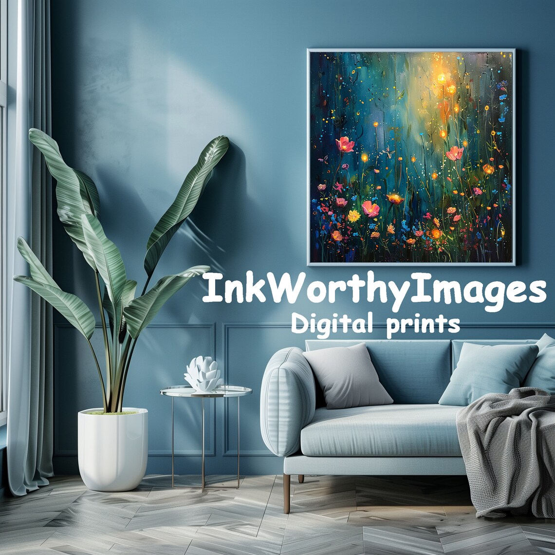 Enchanted Floral Meadow, Magical Garden Art Print - Image 3