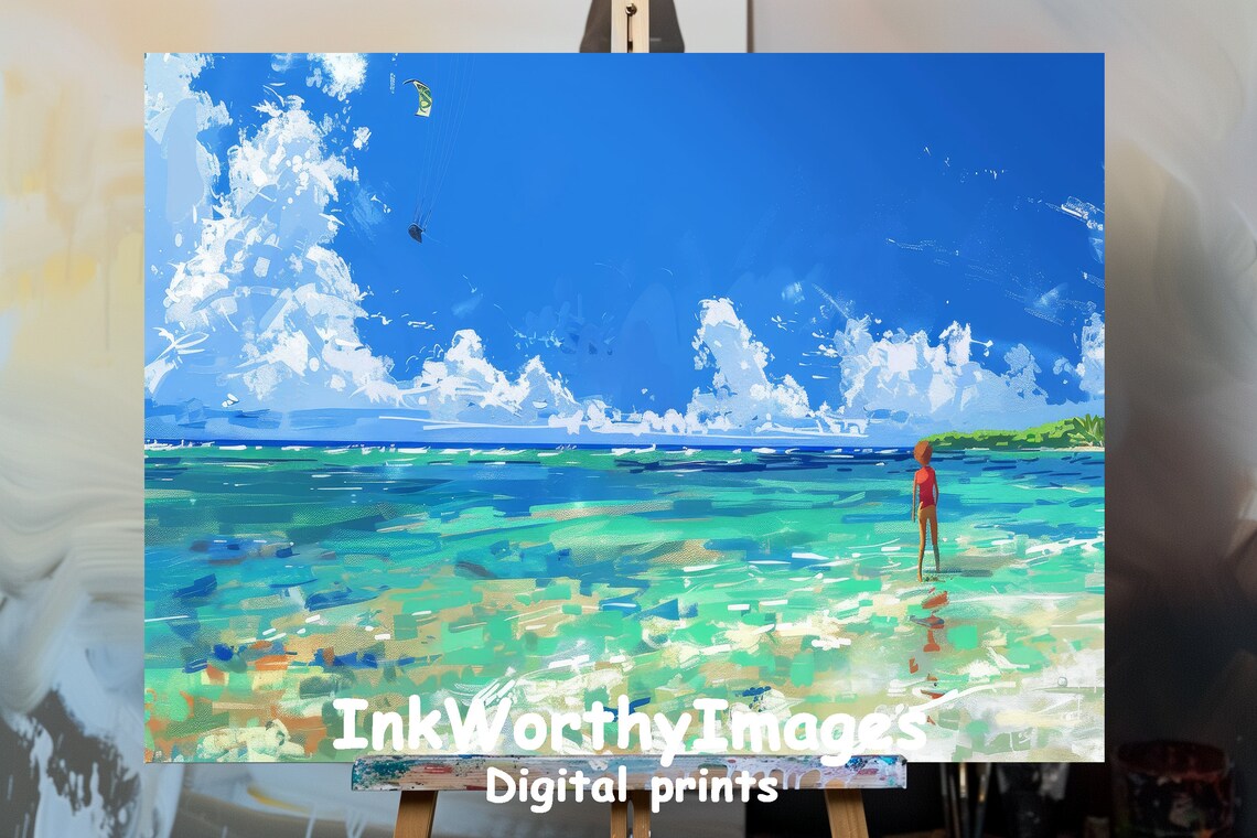 Sunny Beach Day Ocean Seascape Art Print