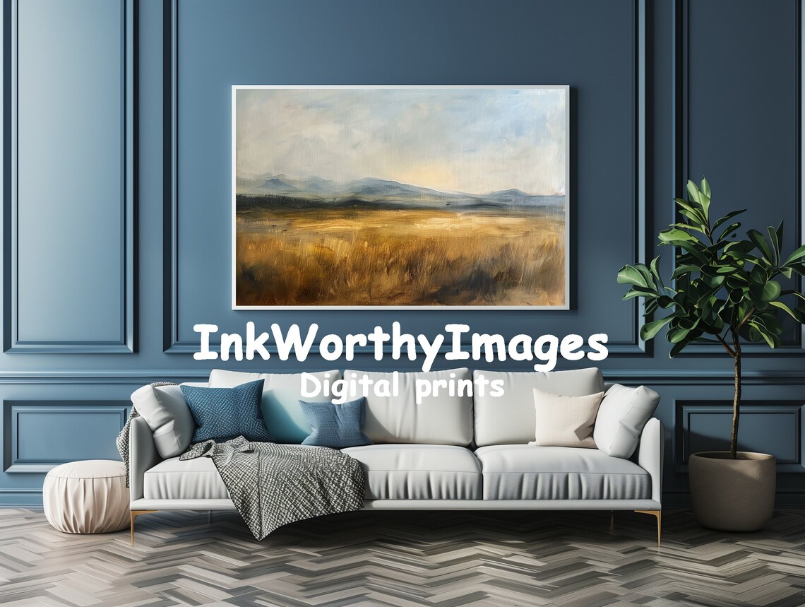 Golden Prairie Landscape - Rustic Minimalist Art Print - Image 4