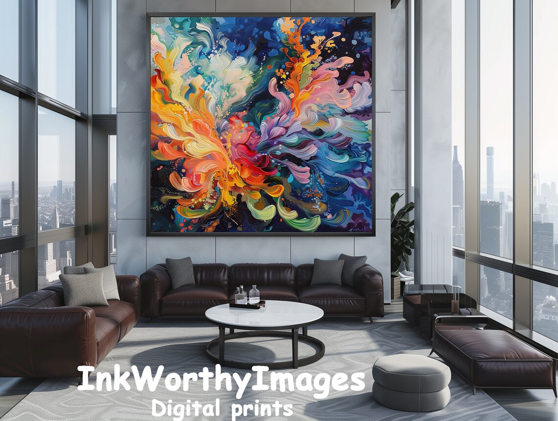 Vibrant Abstract Swirl, Dynamic Flow Art Print - Image 2