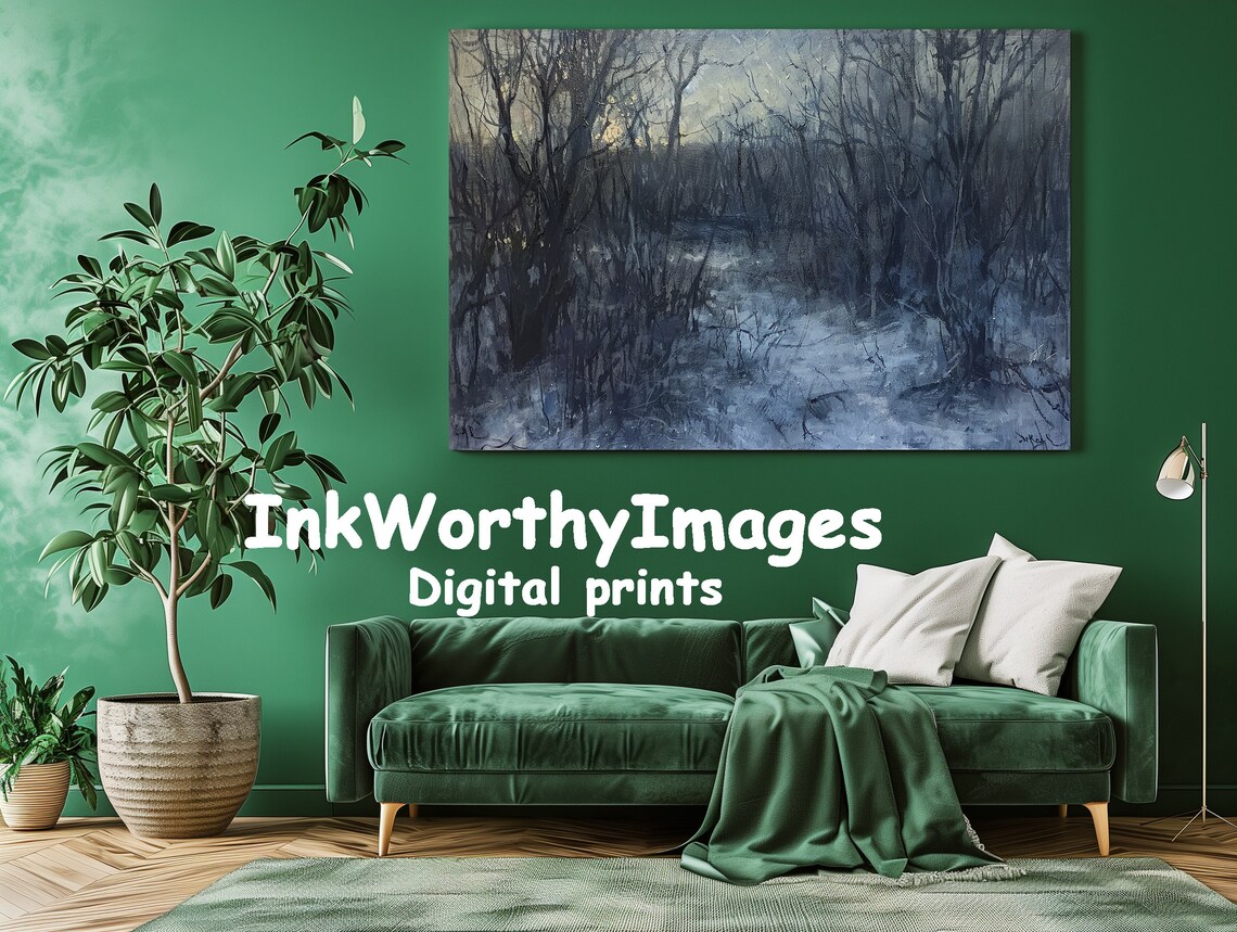 Mystic Winter Forest, Atmospheric Snowy Landscape Art Print - Image 2