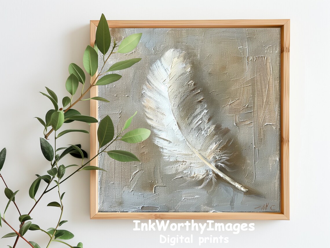White Feather Print, Minimalist Wall Art - Image 6
