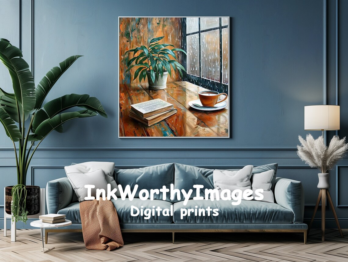 Cozy Rainy Day Window, Coffee And Books - Image 2
