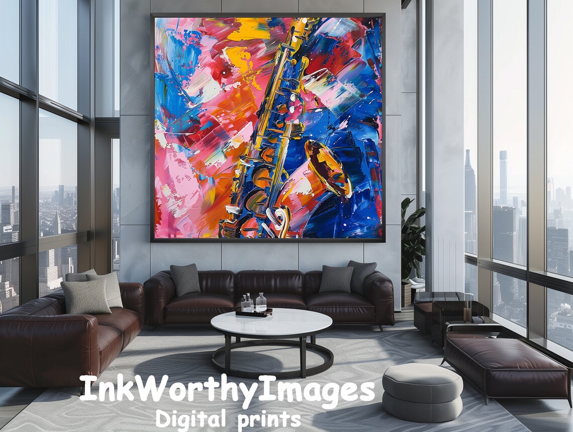Saxophone Serenade, Vibrant Jazz Decor - Image 5