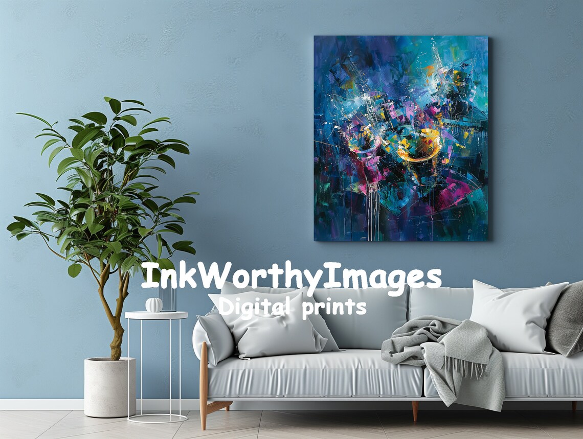 Vibrant Jazz Abstract, Colorful Music Wall Art Print - Image 2