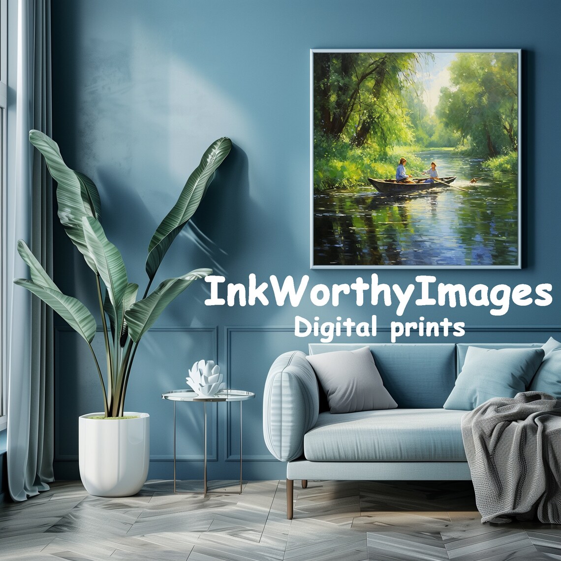 Serene River Boating Scene, Peaceful Landscape - Image 5