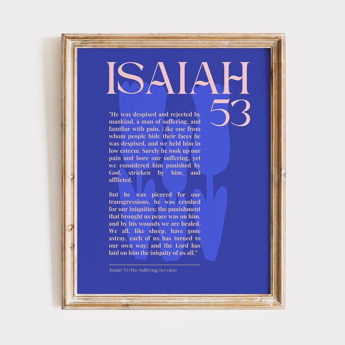 Isaiah 53 Bible Verse Print Blue Christian Wall Art
