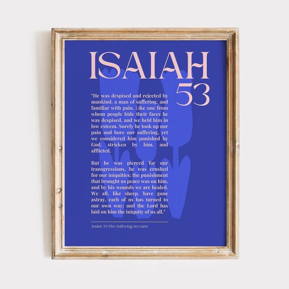Isaiah 53 The Suffering Servant Bible Verse Deep Blue Scripture Poster