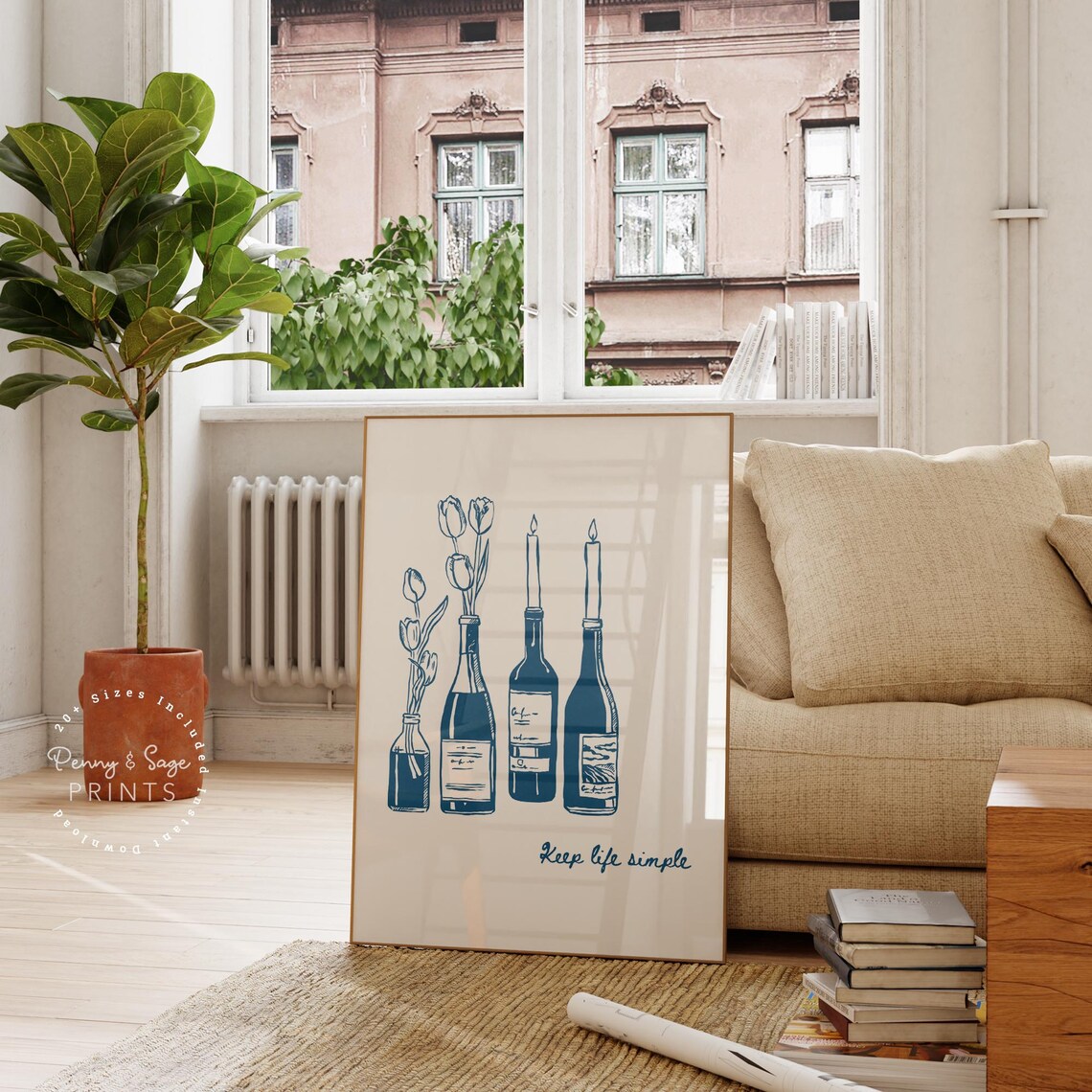 Romantic Wine Print, Retro Kitchen Bar Cart Poster