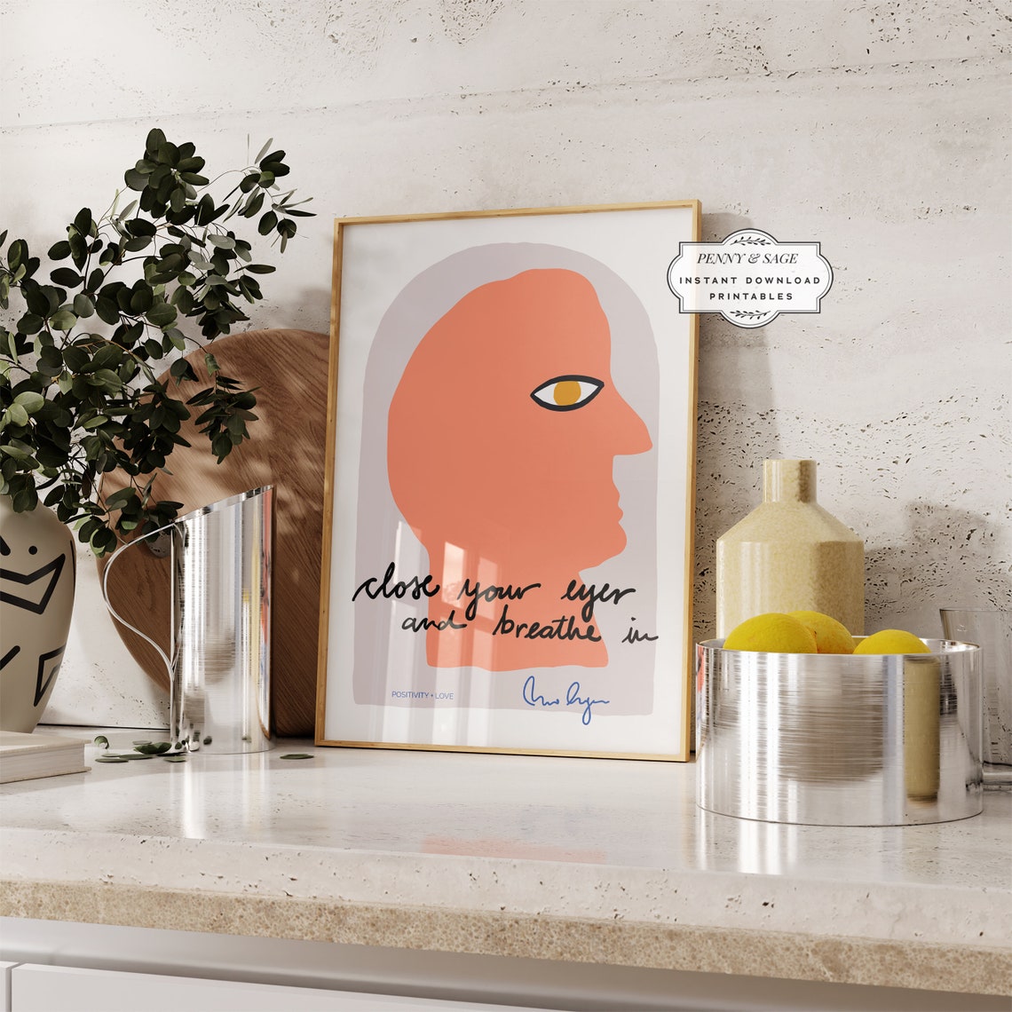 Close Your Eyes And Breathe In Abstract Coral Face Art Poster