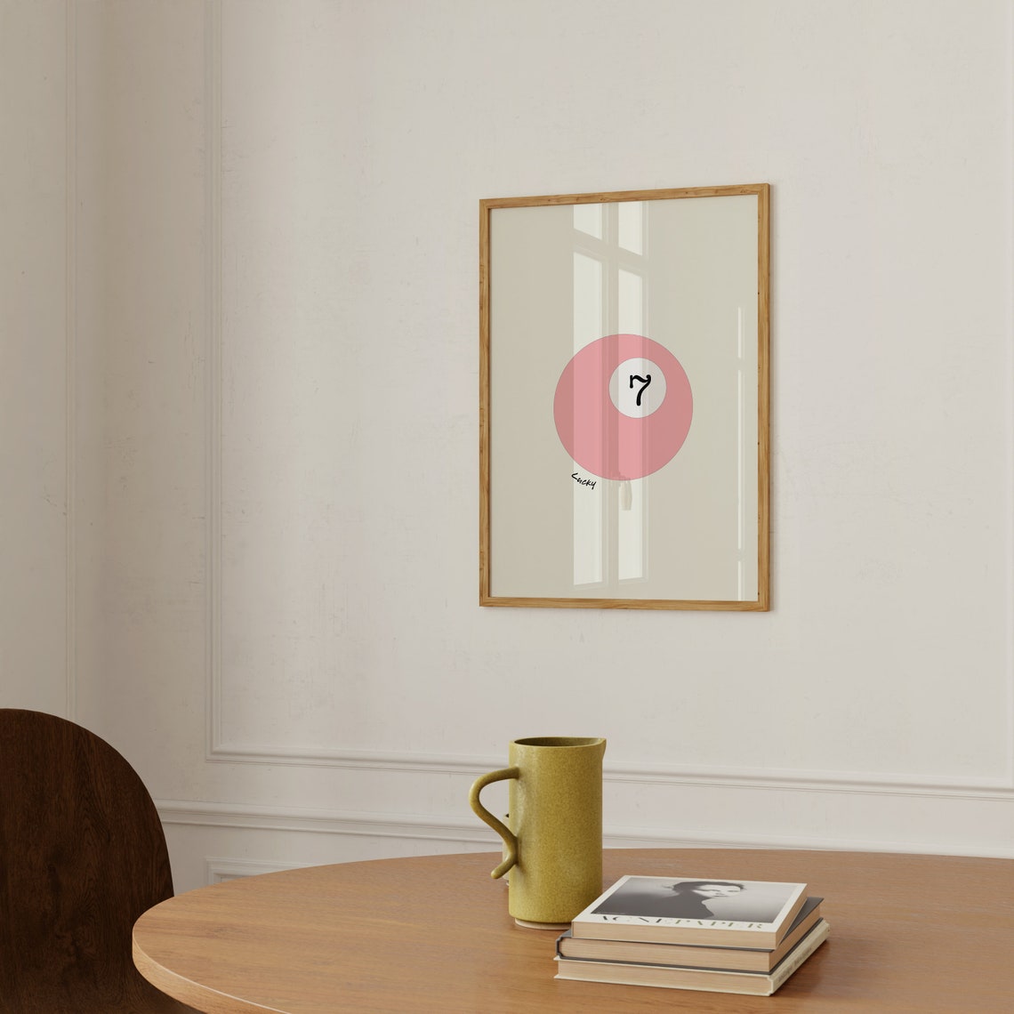 Lucky 7 Pink Pool Ball Minimalist Retro Billiards Game Wall Art - Image 2