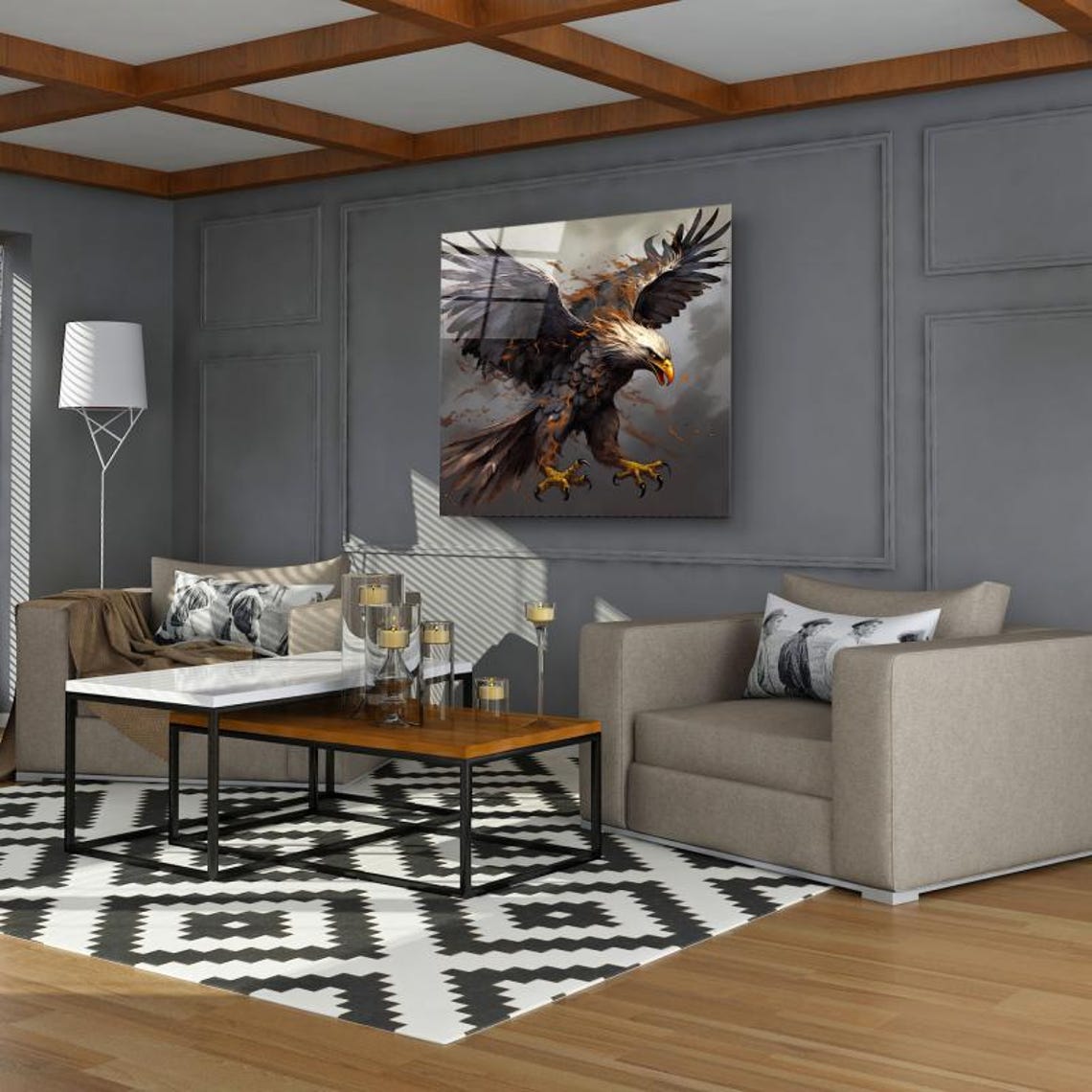 Majestic Bald Eagle Diving with Extended Talons Attack Pose Wall Art - Image 3