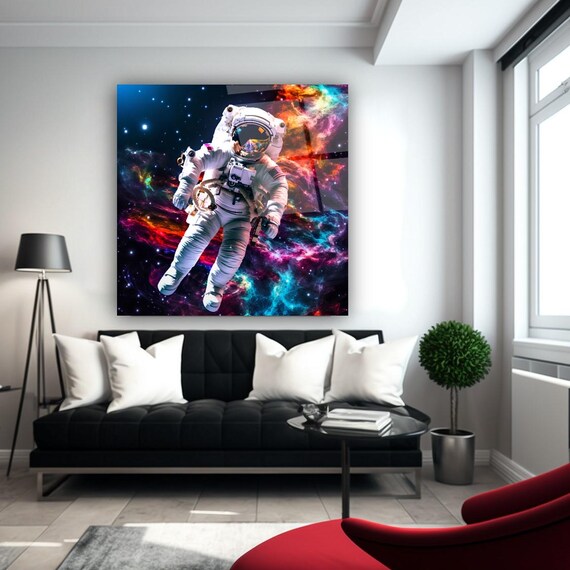 Astronaut Space Adventure Wall Art Tempered Glass Print Modern Space Decor Luxury Glass Wall Art For Home And Office