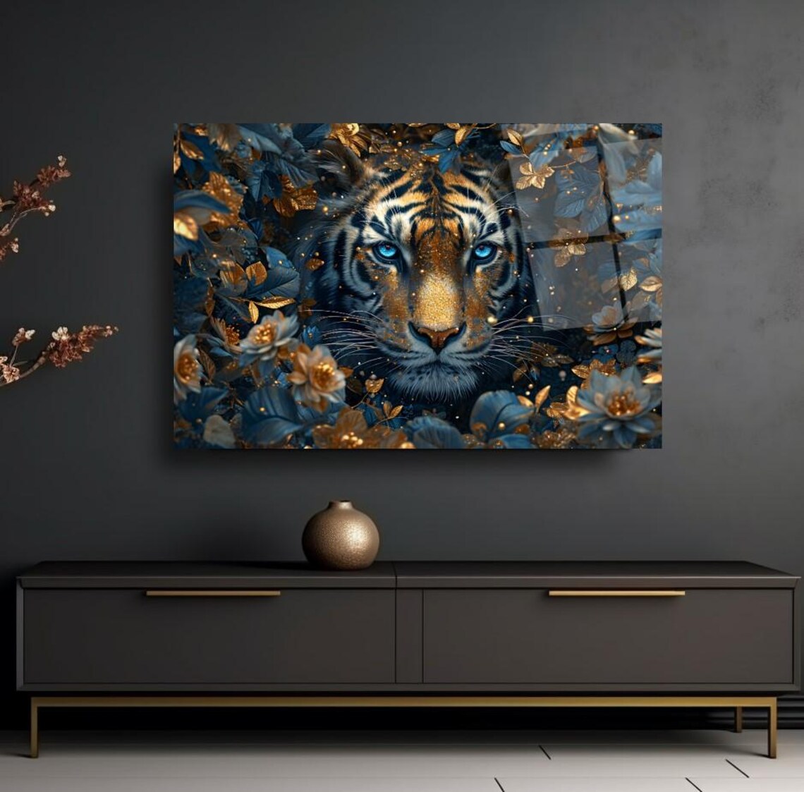 Elegant Tiger Portrait Wall Art Tempered Glass Print Modern Animal Wall Decor Luxury Glass Wall Art For Home And Office - Image 3