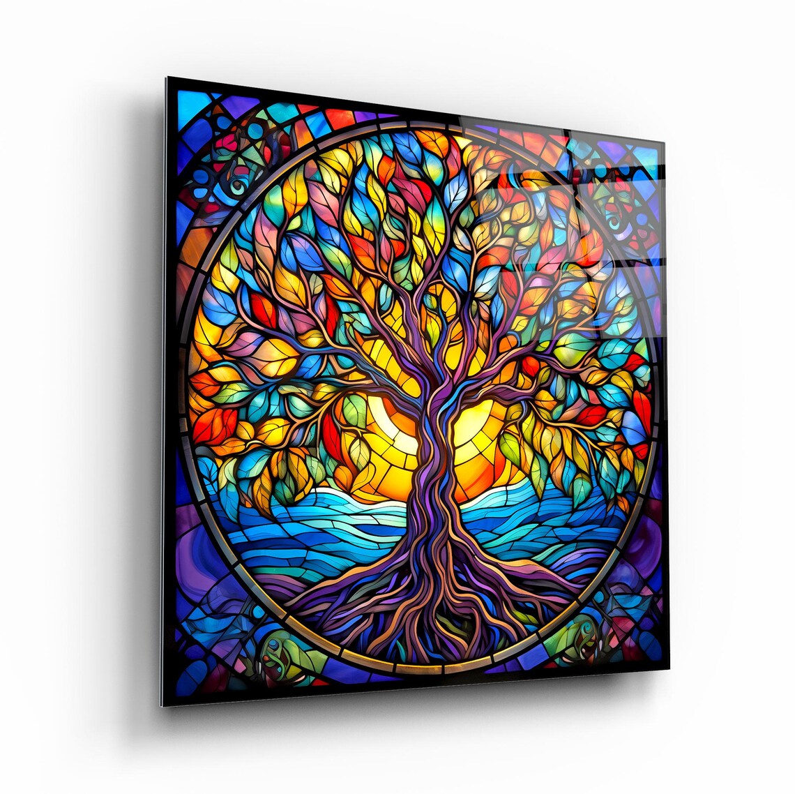 Stunning Tree Of Life Wall Art Tempered Glass Print Modern Nature Decor Luxury Glass Wall Art For Home And Office - Image 2