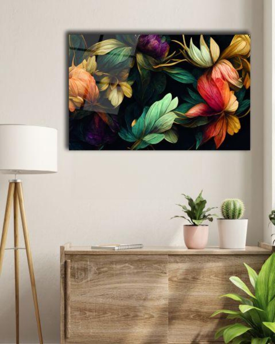 Vibrant Tropical Flowers On Dark Black Botanical Floral Poster - Image 3