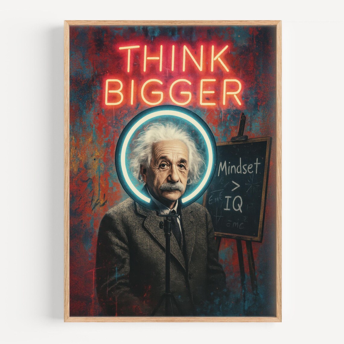 Think Bigger Wall Art For Office Decor Mindset Is Greater Than Iq Quote Print Einstein Poster Entrepreneurs