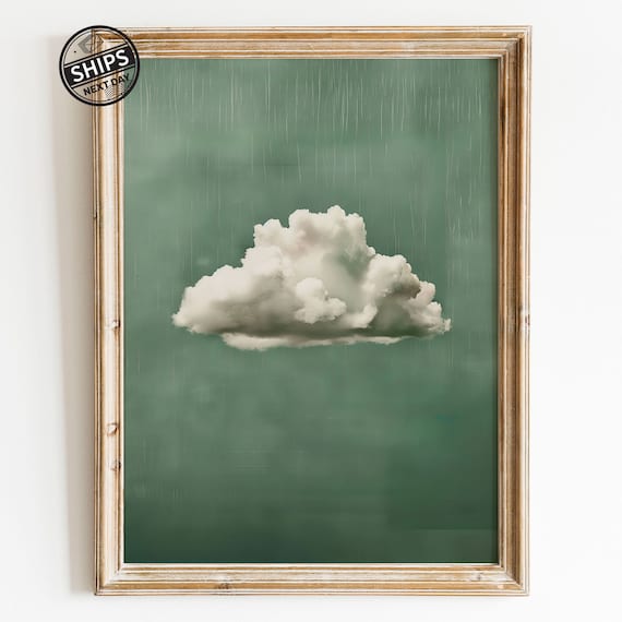 Sage Cloud Painting Abstract Art Print, Maximalist Decor