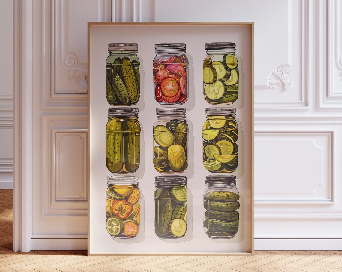 Pickle Wall Art Funny Kitchen Print Fun Food Artwork Poster Hipster