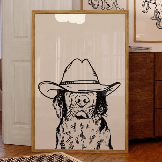 Cowboy Dog Retro Travel Poster