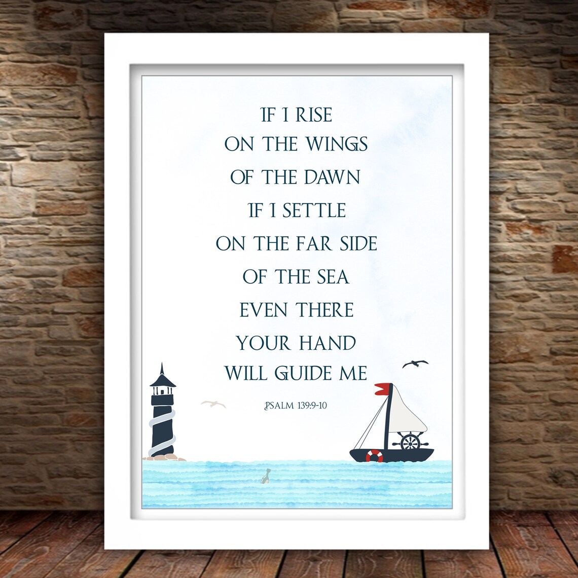 If I Rise On The Wings Of The Dawn Psalm 139 Nautical Poster - Image 2