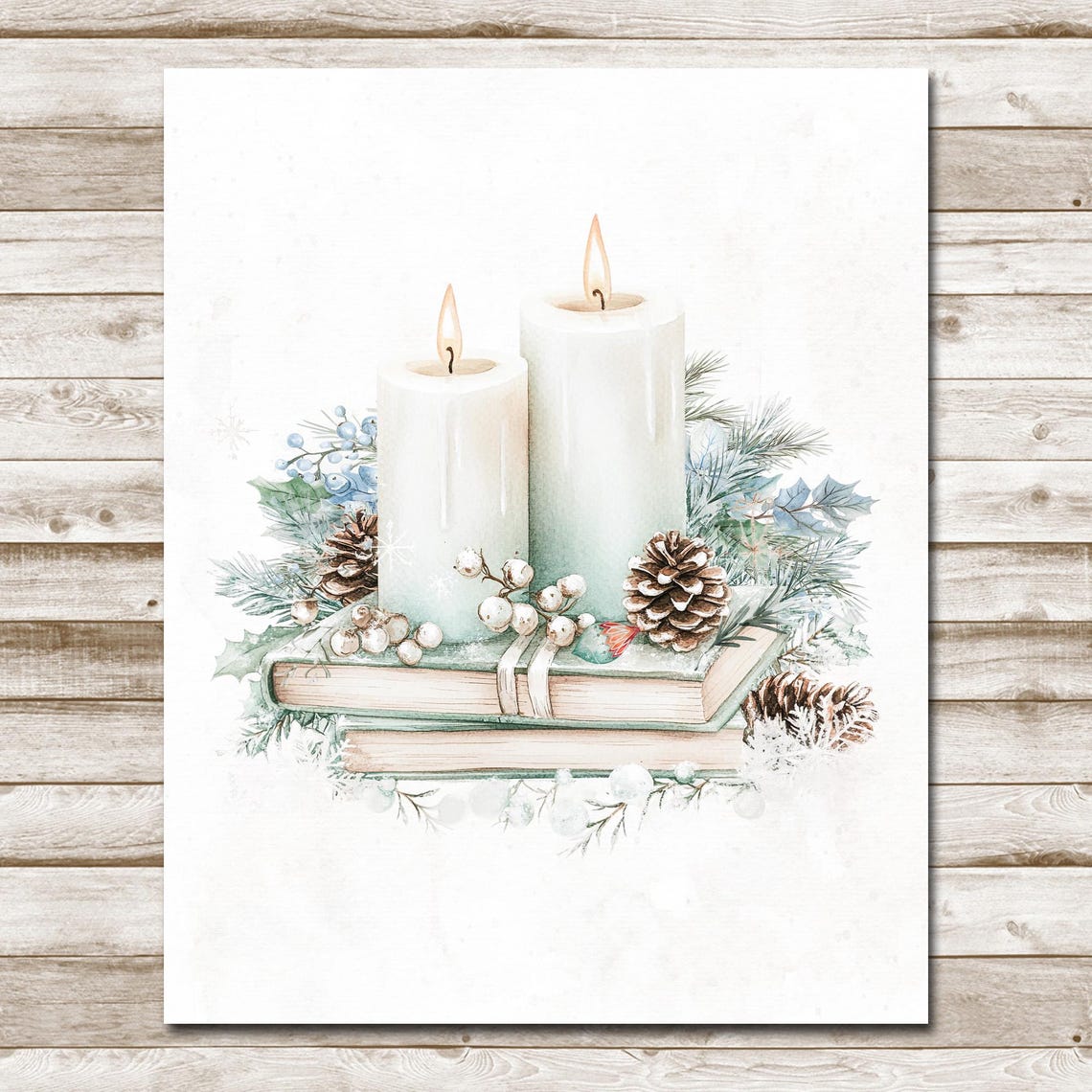 Books Winter Wall Art 5x7 8x10 85x11 11x14 16x20 Watercolor Holiday Sign Winter Farmhouse Sign Diy Woodland Decor Christmas Print - Image 4