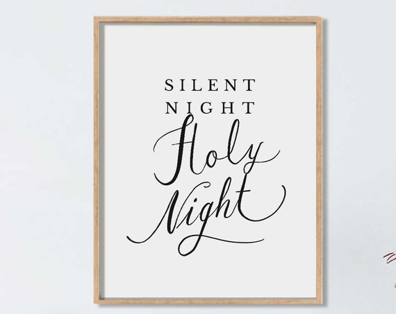 Silent Night Holy Night Christmas Script Holiday Decor Poster