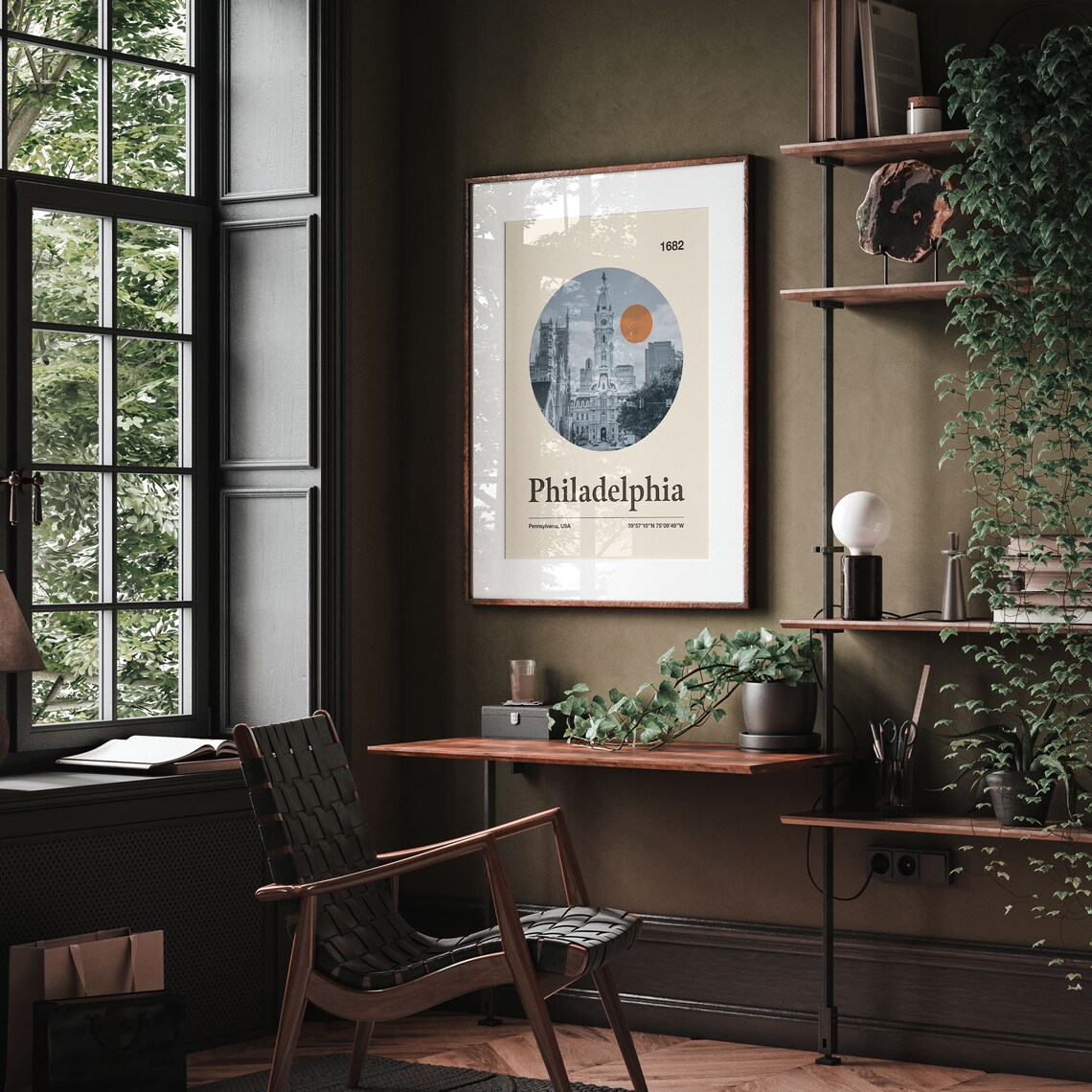Philadelphia Minimalist Travel Poster, Mid-Century Art Print - Image 3