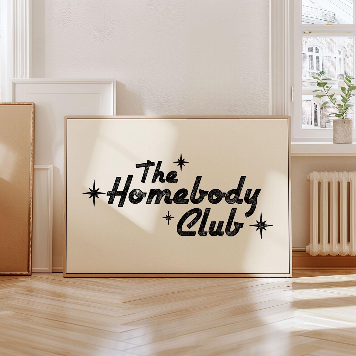 The Homebody Club Black Retro Script Quote Typography Art Poster - Image 2