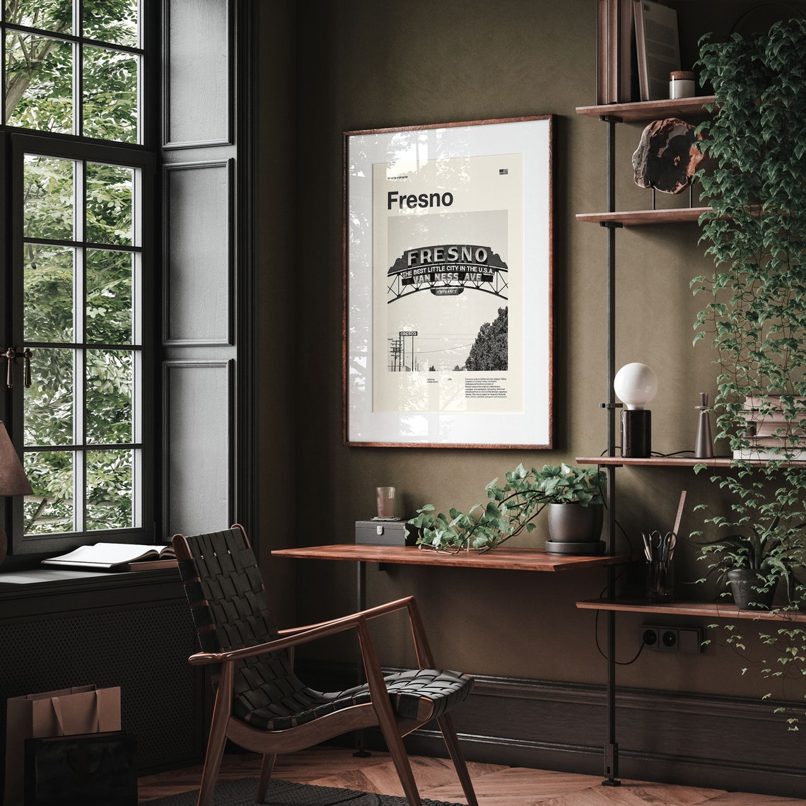 Fresno City Art Print Fresno Poster Fresno Wall Art Mid Century Poster Travel Print Art California - Image 2