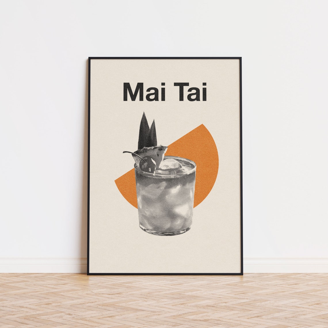 Mai Tai Minimalist Tiki Cocktail Retro Bar Kitchen Art Print