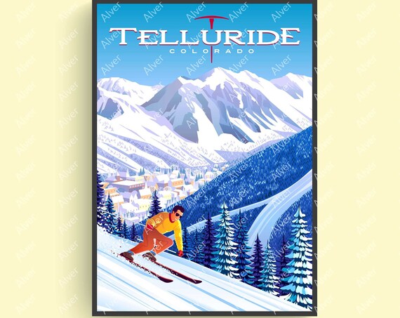Telluride Poster Colorado Poster Colorado Wall Art Ski Mountain Print Unframed