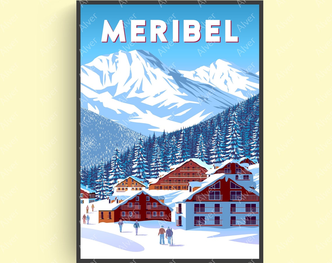 France Poster Meribel Poster France Travel Print French Alps Poster Winter Wall Art Skiing Poster Unframed