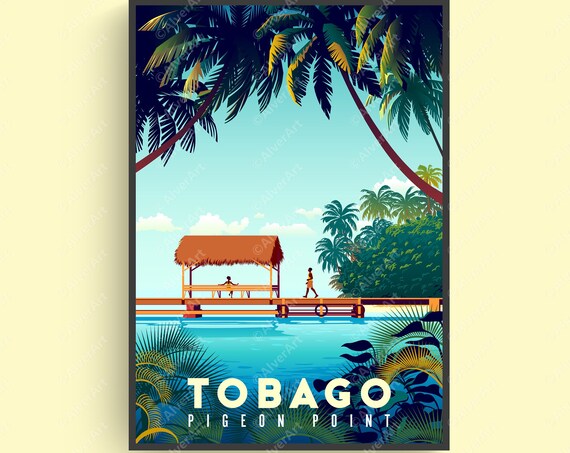 Caribbean Poster Tobago Poster Tropical Print Caribbean Travel Print Caribbean Wall Art Unframed