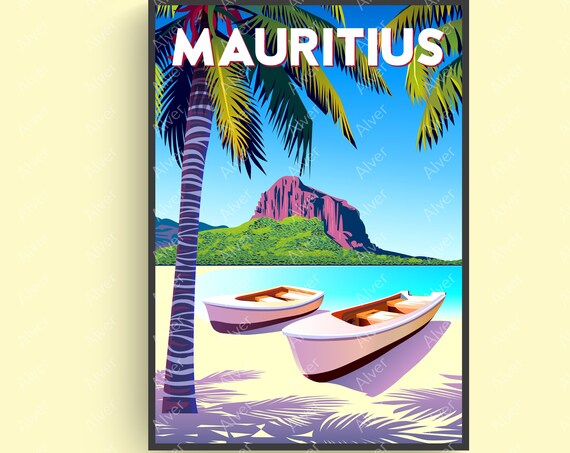 Mauritius Poster Africa Poster Tropical Travel Print Africa Wall Art Beach Poster Unframed