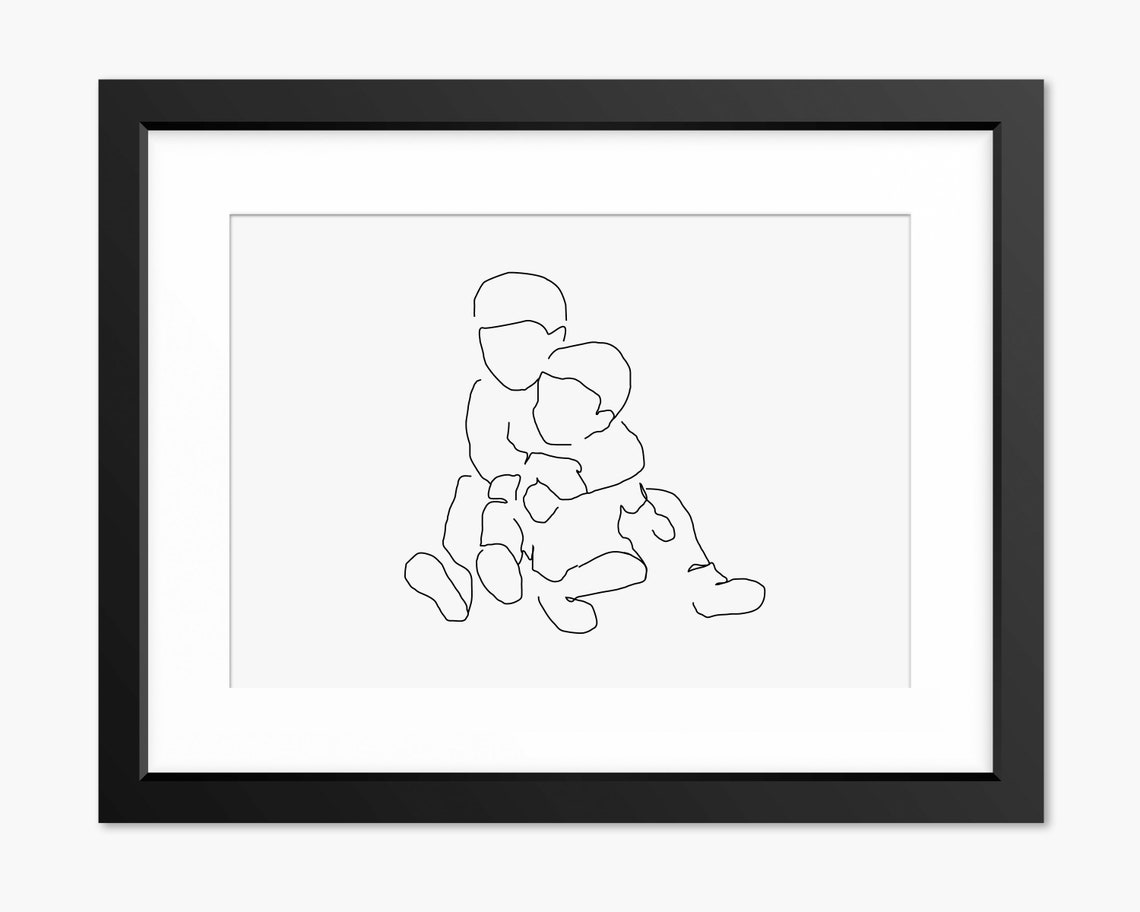 Two Brothers Sitting Together and Sharing a Sweet Hug Poster