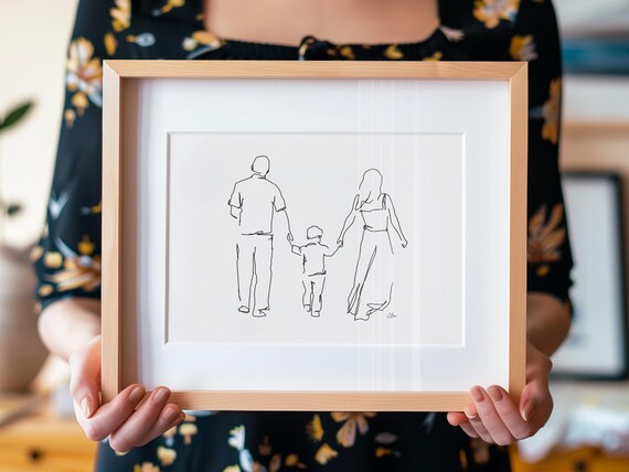 Gift For Family Family Drawing Family Illustration Gift Family Drawing Family Wall Art Family Line Art Mothers Day Print Gift For Mum