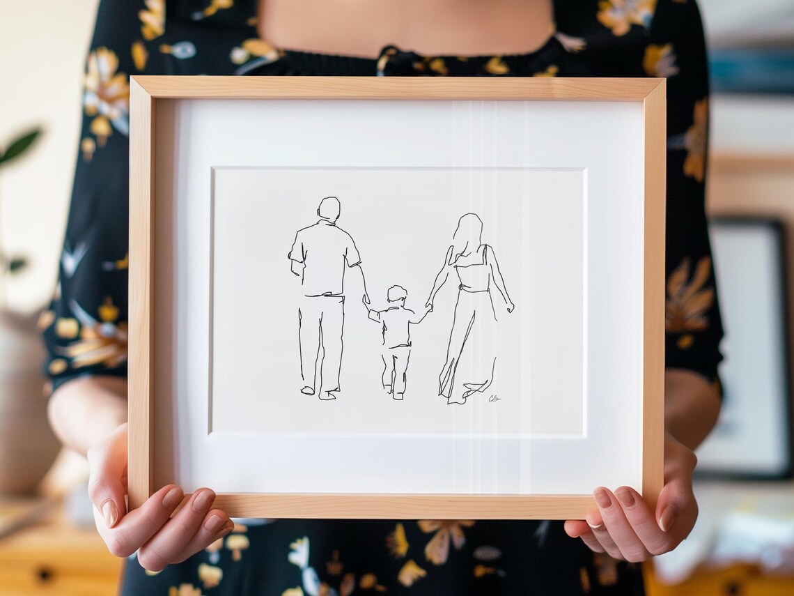 Gift For Family Family Drawing Family Illustration Gift Family Drawing Family Wall Art Family Line Art Mothers Day Print Gift For Mum