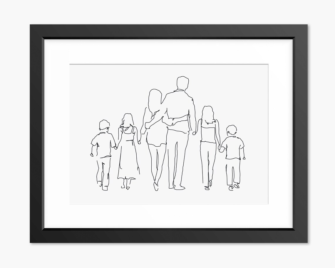 Family Print Family Line Art Family Portrait Family Drawing Mothers Day Print Family Gift Print Family Illustration Family Sketch
