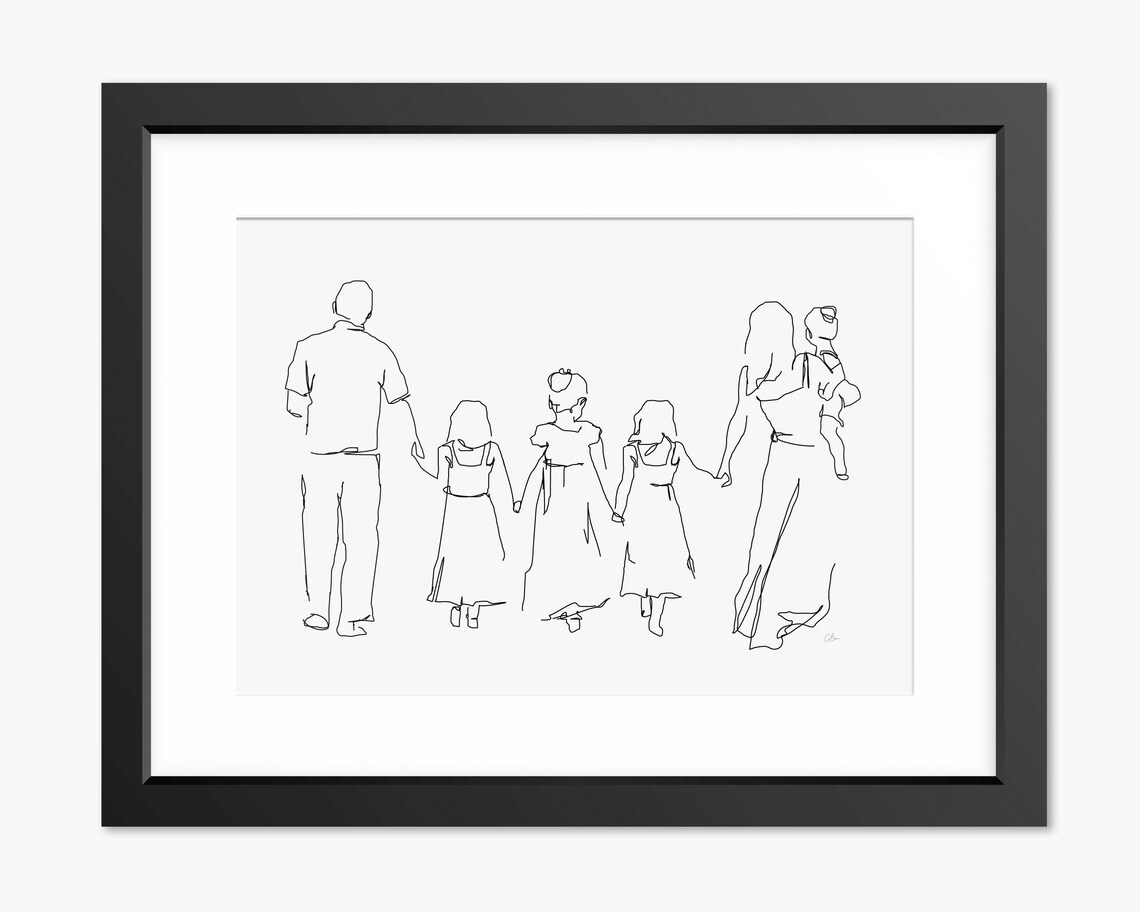 Family Print Gift Family Line Art Family Portrait Family Drawing Mothers Day Art Family Illustration Family Wall Art Family Keepsake